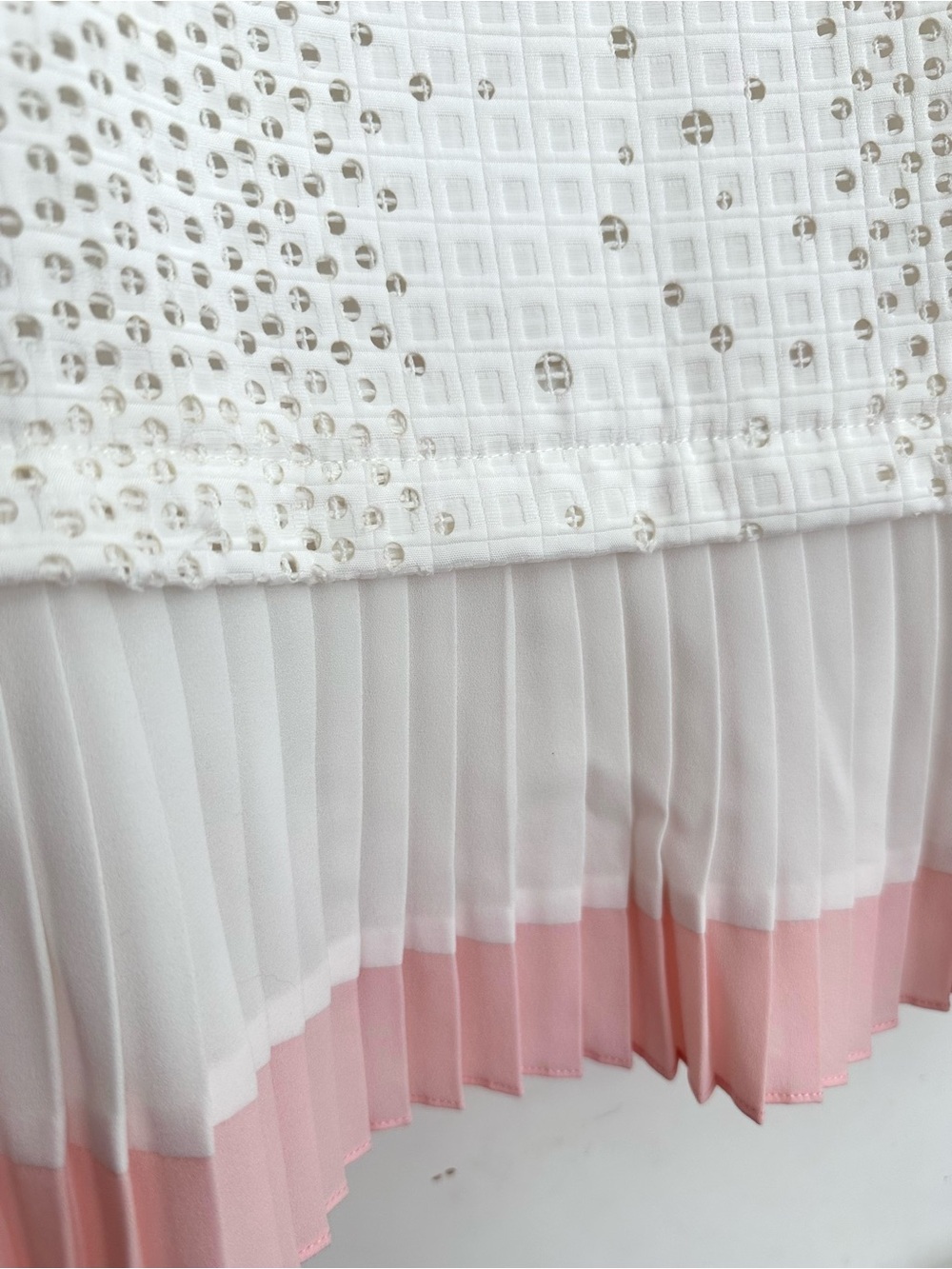 Emu White Dress with Pink Ombre Pleats - Picture 6 of 10